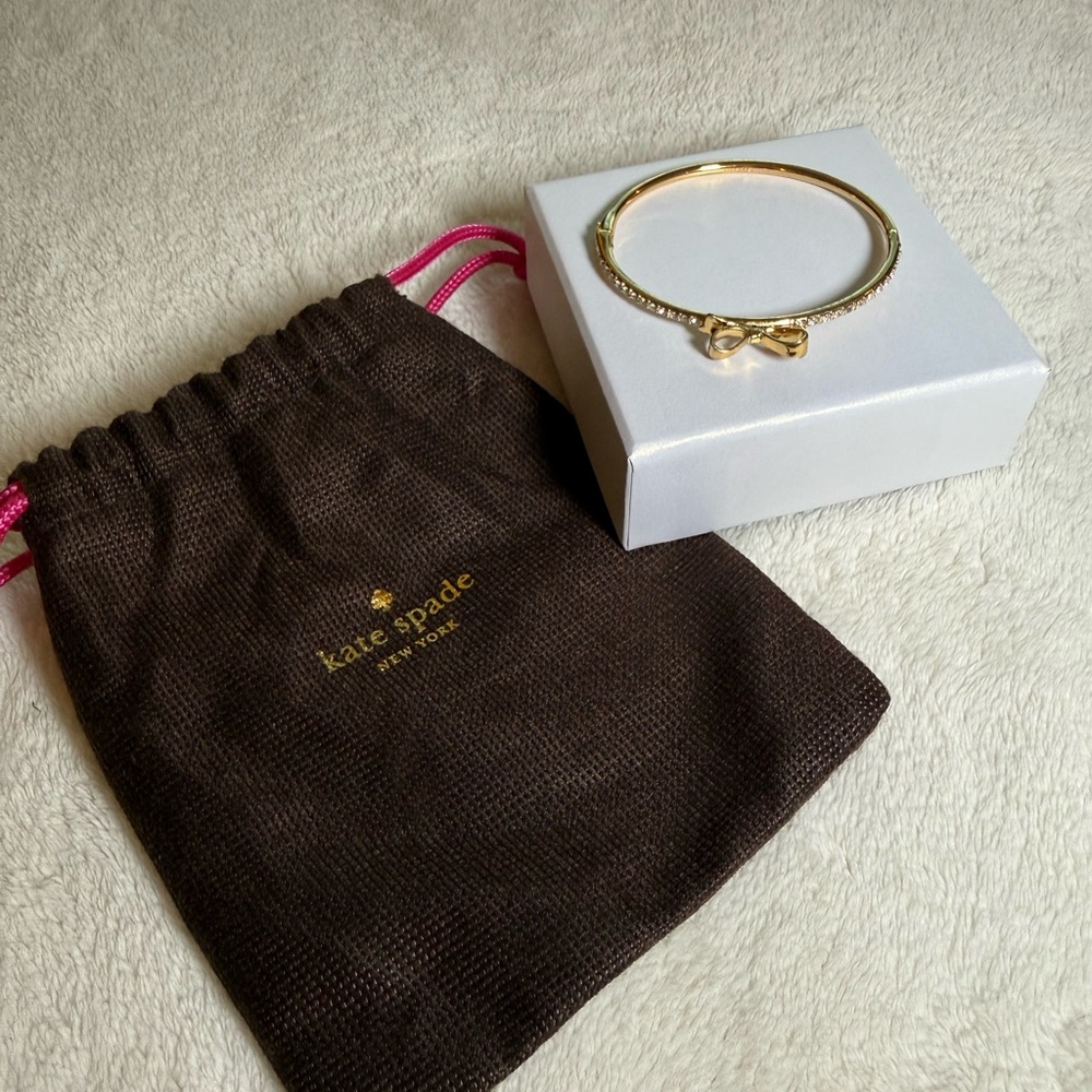 Kate Spade Love Notes Yellow Gold & Pave Crystal Band Hinged Bracelet - Size: OS